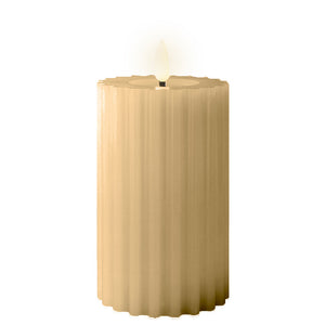 Lumineo Grey Wax LED Carved Candle image 0