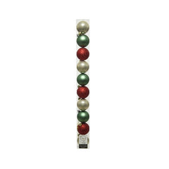 Decoris Shatterproof Baubles in Red, Green & Pearl (Pack of 10) image 0