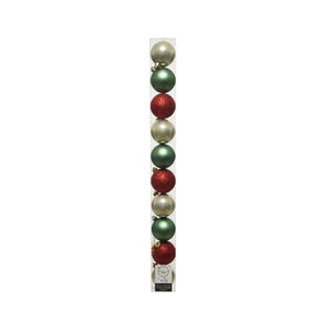 Decoris Shatterproof Baubles in Red, Green & Pearl (Pack of 10) image 0