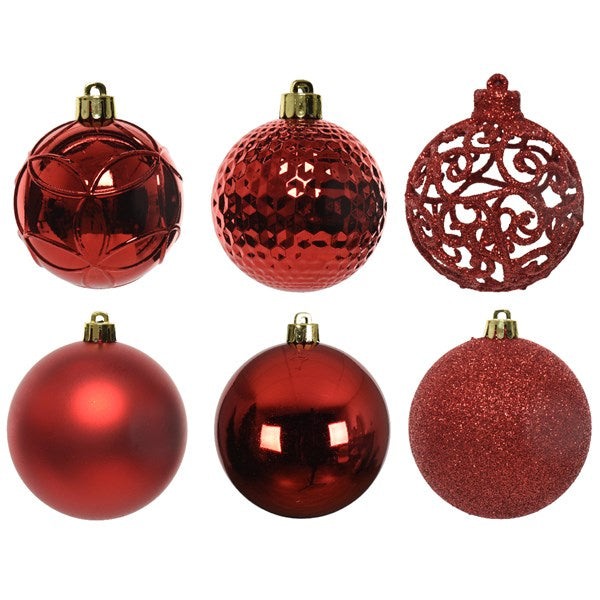 Decoris Shatterproof Baubles in Christmas Red (Pack of 37) image 0