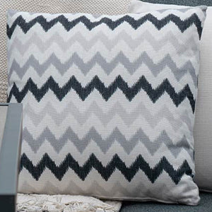Bramblecrest Square Scatter Cushion, 45 x 45cm - Grey Zig-Zag image 0