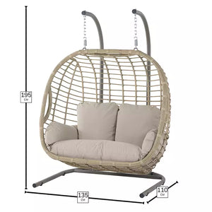 Bramblecrest Chedworth Open Weave Double Hanging Cocoon in Sandstone Rattan image 4