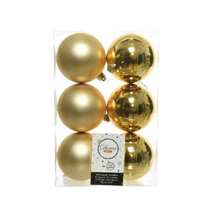 Decoris Shatterproof Baubles in Light Gold (Pack of 6) image 0