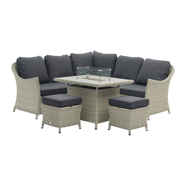 Bramblecrest Monterey Rattan Mini Corner Sofa Set in Dove Grey with Firepit Table image 4