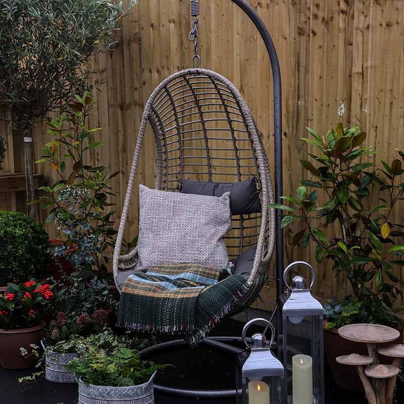 Riga Single Open Weave Hanging Egg Chair Cocoon in Grey image 0