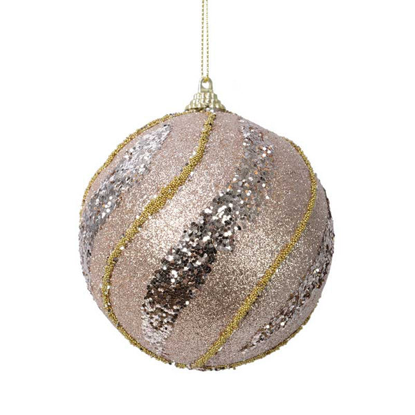 Decoris Foam Bauble with Glitter Swirl in Light Gold image 0