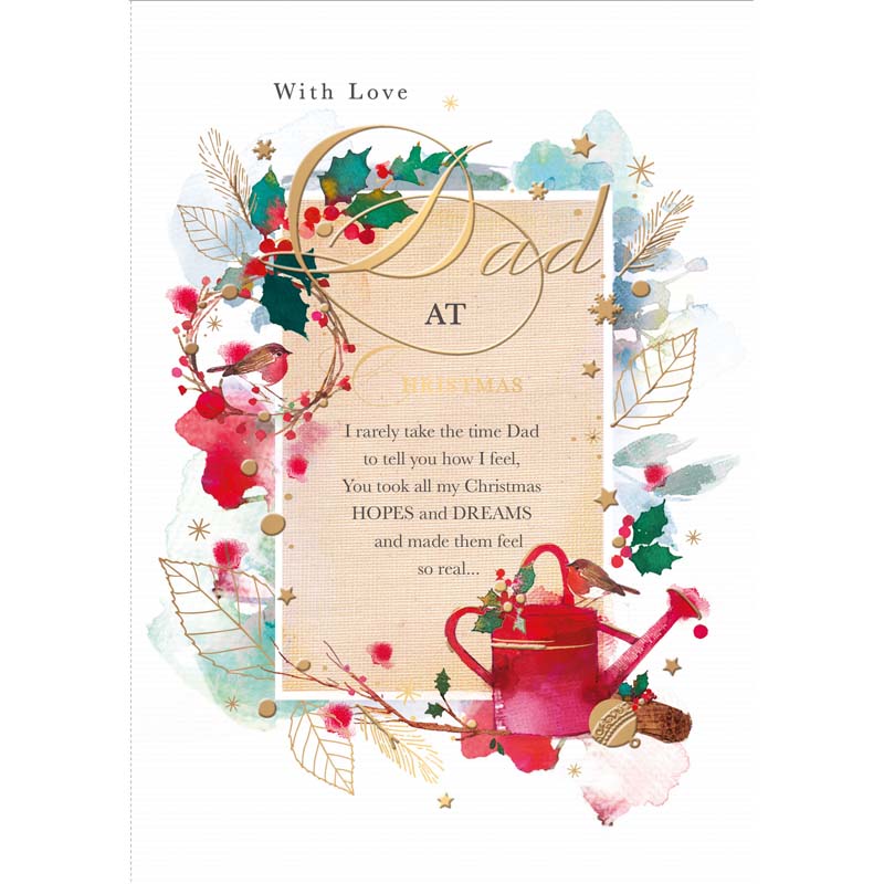 Words N Wishes Panel with Holly & Watering Can Christmas Card image 0