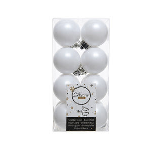 Decoris Shatterproof Baubles in Winter White (Pack of 16) image 0