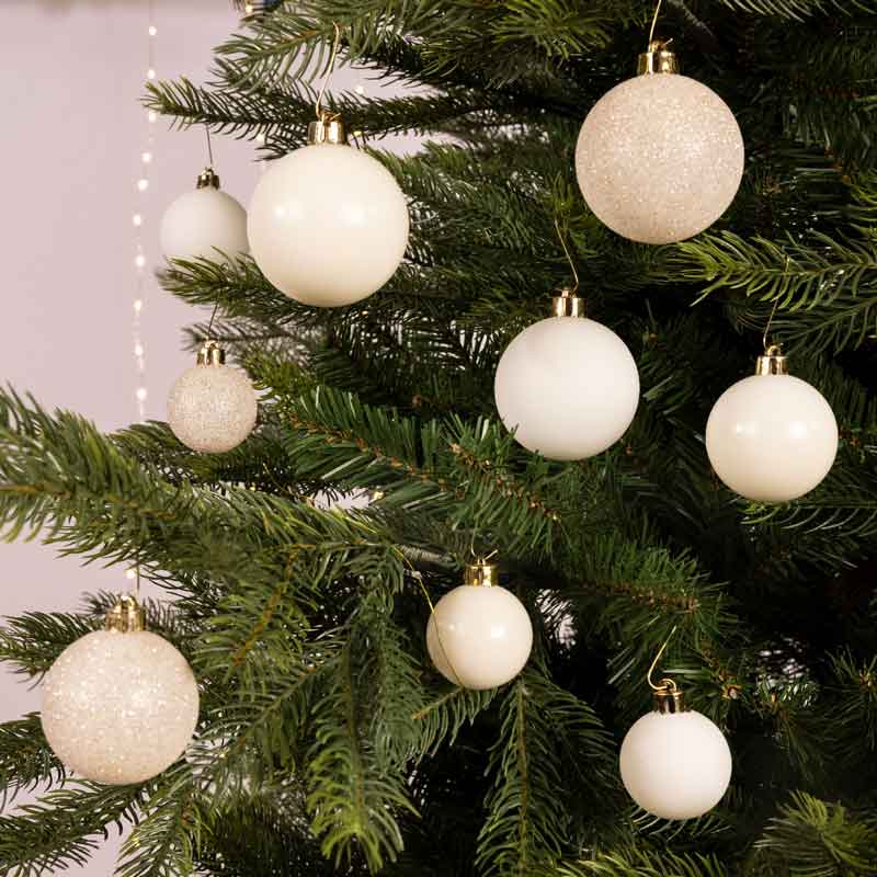 Decoris Shatterproof Baubles in Wool White (Pack of 30) image 0