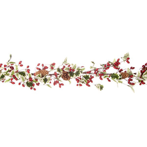 Festive Holly Garland with Red Berries image 0