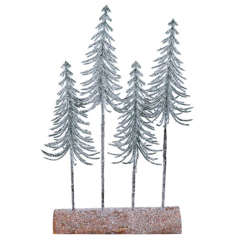 Gisela Graham Frosted Slim Trees on Log image 0