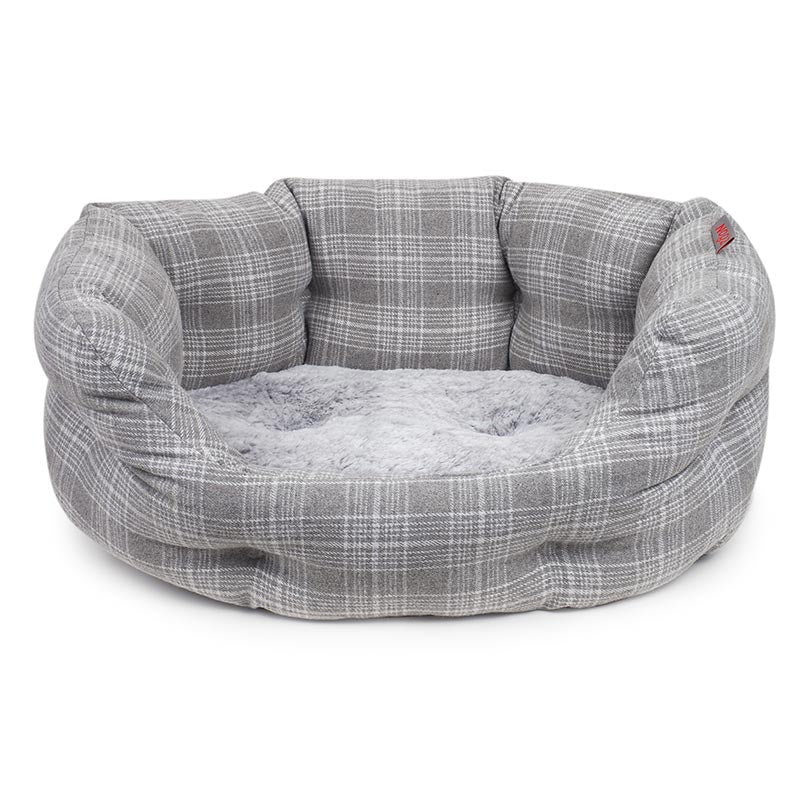 Zoon Grey Plaid Oval Dog Bed image 0