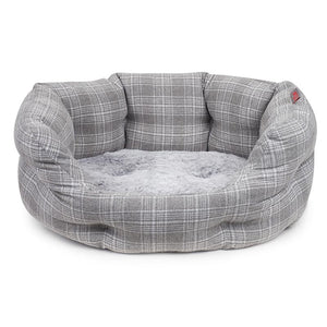 Zoon Grey Plaid Oval Dog Bed image 1