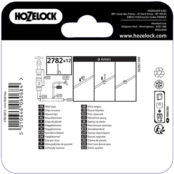 Hozelock 4mm Wall Clips (Pack of 12) image 1