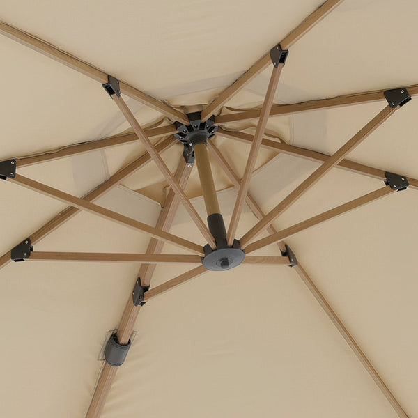 Bramblecrest Chichester 3m Round Cantilever Wood Effect Parasol in Sand with Granite Base &amp; Cover image 2