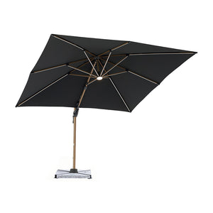 Bramblecrest Truro 3 x 3 m Square Cantilever Wood Effect Parasol in Grey with LED, Granite Base &amp; Cover image 1