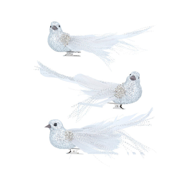 Gisela Graham Silver Sparkling Bird Clip (Assorted Designs) image 0