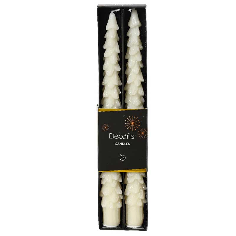 Decoris White Tree Dinner Candles (Pack of 2) image 0
