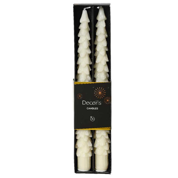 Decoris White Tree Dinner Candles (Pack of 2) image 1