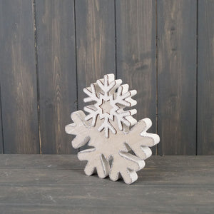 Satchville Whitewashed Wooden Snowflake - Large image