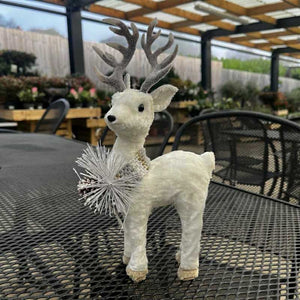 Beautiful christmas frost dusted woodland stag