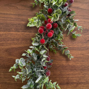 Beautiful Christmas Frosted Crimson Sparkle Garland