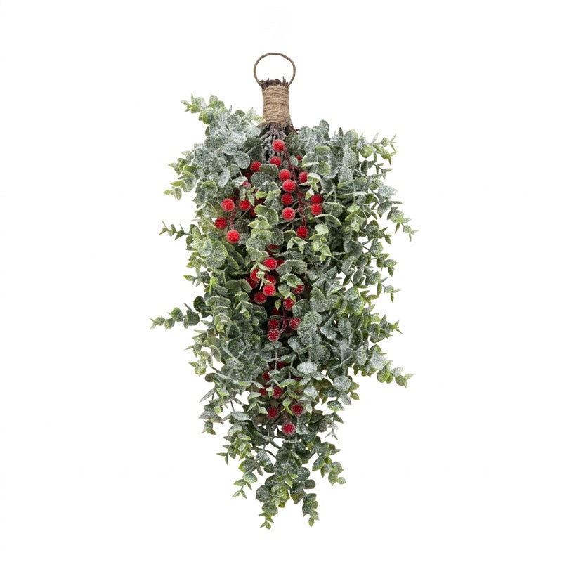 Beautiful Christmas Frosted Crimson Sparkle Swag