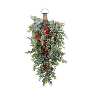 Beautiful Christmas Frosted Crimson Sparkle Swag