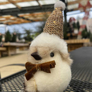 Beautiful Christmas Sequin Cone-Cap Fluffy Bird