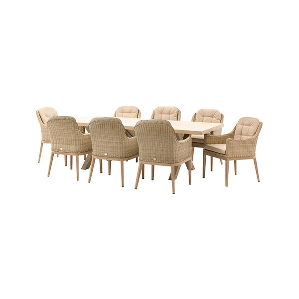 Bramblecrest Monterey Sandstone Rectangular Dining Set with 8 Deluxe Vogue Armchairs image 7