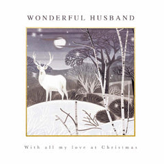 Woodmansterne Wonderful Husband Deer Christmas Card image 0