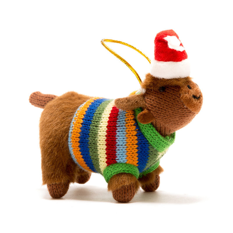 Best Years Hanging Knitted Highland Cow with Jumper