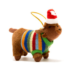 Best Years Hanging Knitted Highland Cow with Jumper