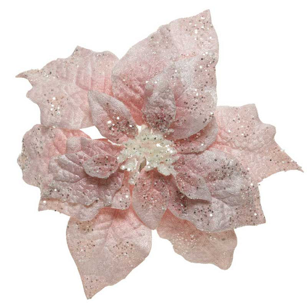 Everlands Blush Pink Velvet Poinsettia Clip image 1