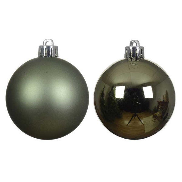 Decoris Shatterproof Baubles in Rosemary Green (Pack of 6) image 1