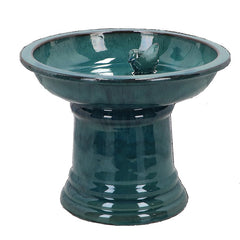 Fallen Fruits Small Ceramic Bird Bath on Pedestal Petrol image 0