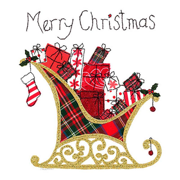 Jane Buurman Handmade Tartan Santa's Sleigh Christmas Card image 0