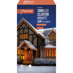 Premier 2000 Multi-Action LED CLUSTERBRIGHTS with Timer - Red & Vintage Gold image 1