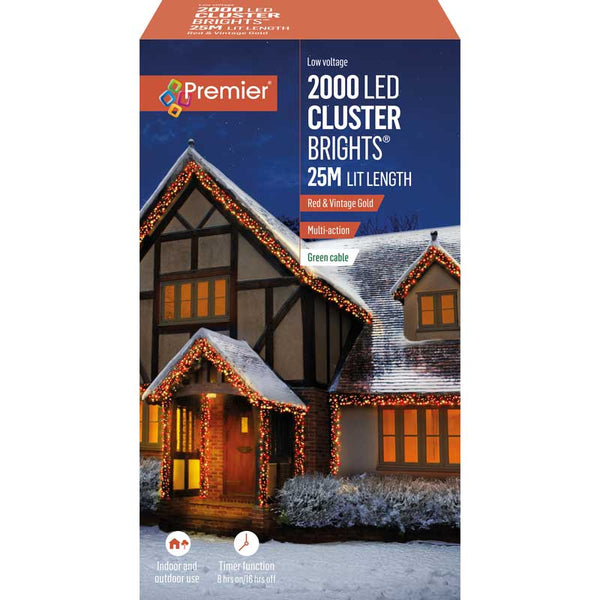 Premier 2000 Multi-Action LED CLUSTERBRIGHTS with Timer - Red & Vintage Gold image 1