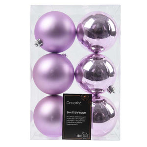 Decoris Shatterproof Baubles in Lilac Breeze (Pack of 6) image 0