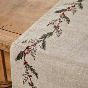 Walton & Co Embroidered Winter Foliage Table Runner image 3