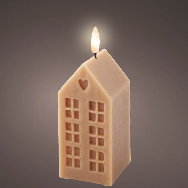 Lumineo Brown Wax LED House Candle image 1