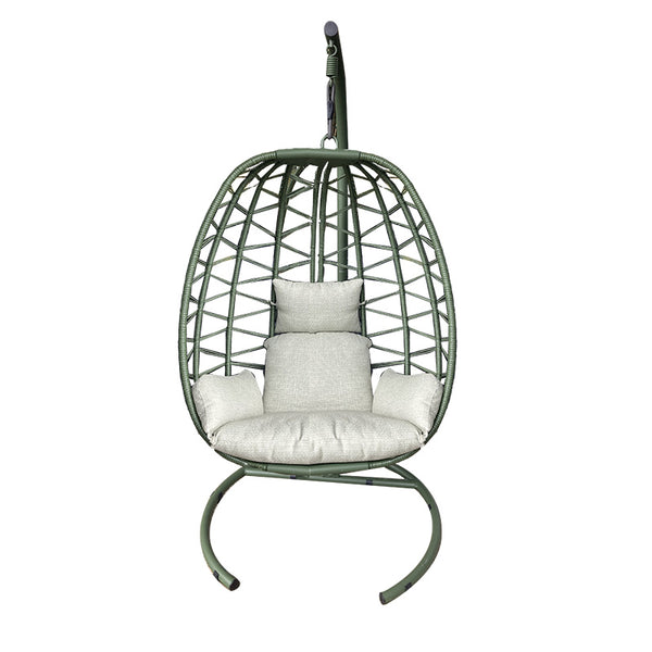 Bramblecrest Santiago Single Folding Open Weave Hanging Egg Chair in Sage image 5