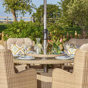 Bramblecrest Somerford Rattan 6 Seat Round Dining Set with Lazy Susan, Parasol &amp; Base image 3