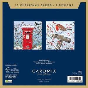 Bird Postbox Meeting Christmas Cards (Pack of 10)