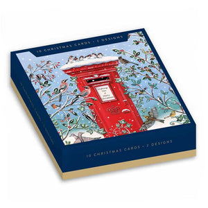 Bird Postbox Meeting Christmas Cards (Pack of 10)