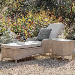 Bramblecrest Chedworth Sandstone Rattan Sun Lounger with Side Table