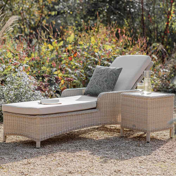 Bramblecrest Chedworth Sandstone Rattan Sun Lounger with Side Table