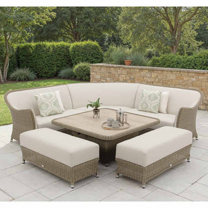 Bramblecrest Monte Carlo Curved Corner Sofa Set with Square Piston Adjustable Table & 2 Benches