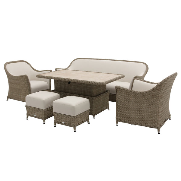 Bramblecrest Monte Carlo 3-Seater Sofa Set in Prairie Weave with Rectangular Piston Adjustable Table
